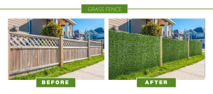 grass fence before after