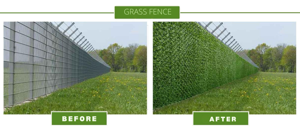 grass fence before after