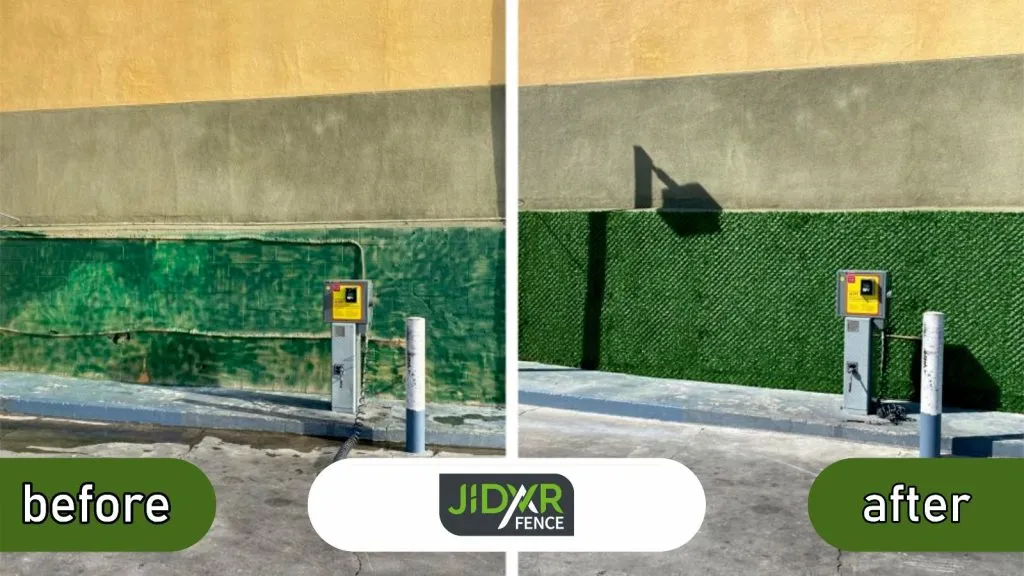 grass fence before-after
