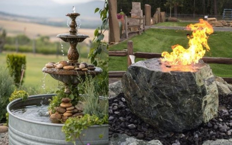 Fountain and Waterfall Design with Monolith Stone